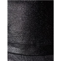 Топ с закрытым декольте из хлопка с эластаном в рубчик с матовым покрытием металлик