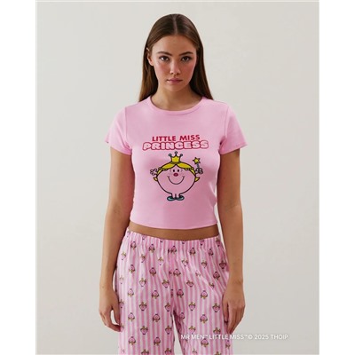 Camiseta corta de punto en rosa Little Miss Princess