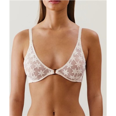 Sujetador pañuelo triangular con bordado blanco