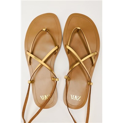 SANDALIA PLANA PIEL ATADA