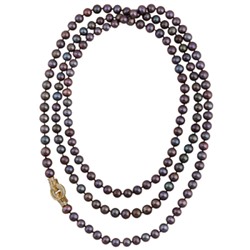 Колье (жемчуг шоколад микс 8-9мм, фианит; покрытие золото) 140см, Есть комплект