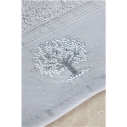 Orva Nakışlı %100 Pamuk 2'li El Havlusu - Gri - 30x45 cm