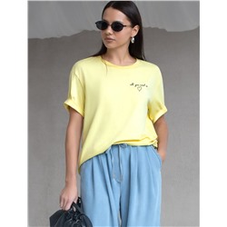 Свободная футболка с принтом из премиального хлопка с эластаном