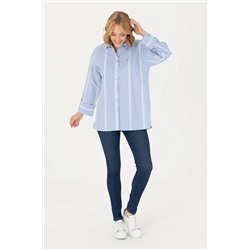 Kadın Mavi Uzun Kollu Gömlek