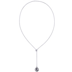 Кулон (Майорка 14мм серо-голубая; покрытие родий) 72см, Есть комплект