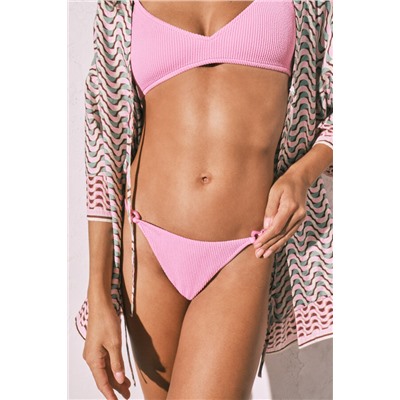 Braga bikini tanga textura crinkle rosa
