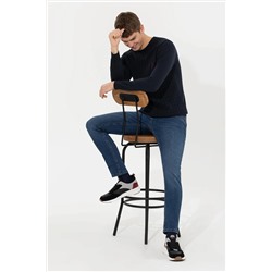 Erkek Lacivert Bisiklet Yaka Triko Kazak