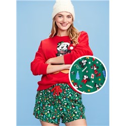 Old Navy x Disney Mickey Mouse & Friends Printed Flannel Boxer Shorts for Women