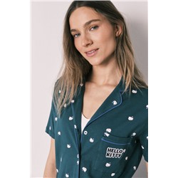 Pijama camisero Hello Kitty algodón manga corta