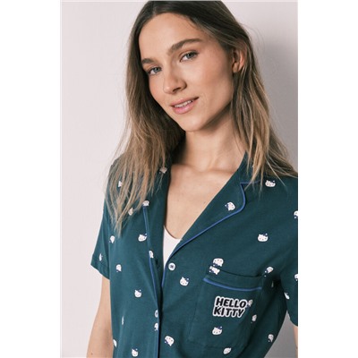 Pijama camisero Hello Kitty algodón manga corta