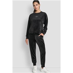 VELOUR RHINESTONE TWO TONE LOGO JOGGER