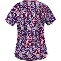 UA Fall Vineyard Eggplant Print Scrub Top