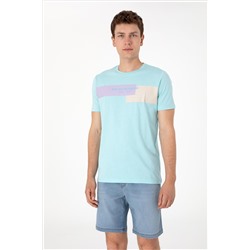 Erkek Regular Fit Bisiklet Yaka Aqua Tişört