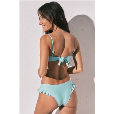 Braga bikini brasileña volantes azul