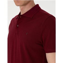 Bordo Slim Fit %100 Pamuk Polo Yaka Basic Tişört