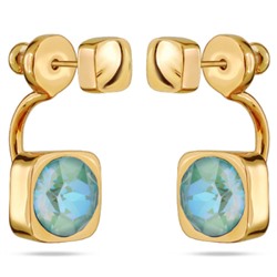 Серьги Теннис (кристаллы SW мята 8мм; покрытие золото), Есть комплект