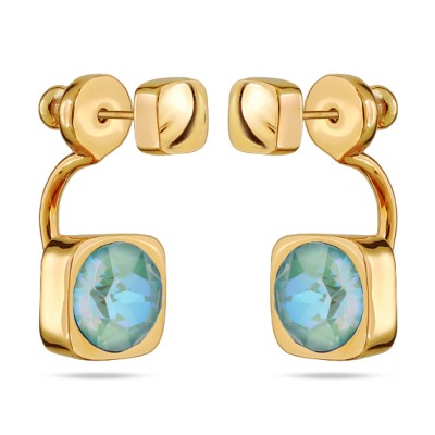 Серьги Теннис (кристаллы SW мята 8мм; покрытие золото), Есть комплект