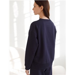 Свободный свитшот с принтом и разрезами из эластичного футера двухнитки без начеса