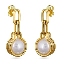 Серьги (Майорка 12мм белая; покрытие золото), Есть комплект