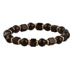 Браслет Терра (раухтопаз 6-8мм; покрытие золото), Есть комплект