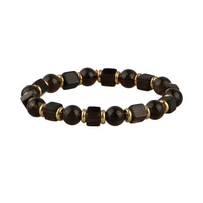 Браслет Терра (раухтопаз 6-8мм; покрытие золото), Есть комплект