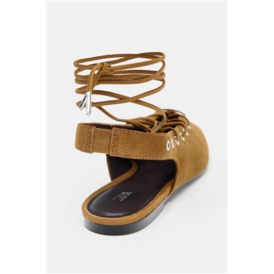 SUEDE TIE SLINGBACK SHOES