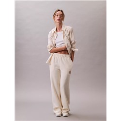 New Arrival Fleece Logo Patch Wide Leg Pants