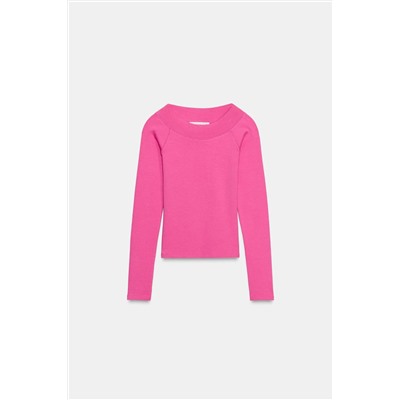 RIBBED BOAT NECK T-SHIRT