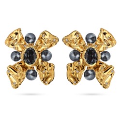 Клипсы Грациоза (кристаллы SW темно-серые, Майорка; покрытие золото), Есть комплект