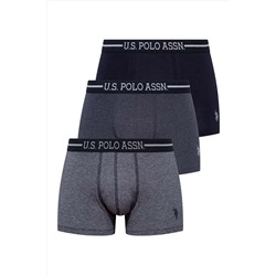 U.S. Polo Assn. U.S. Polo Assn. Erkek 3’lü Boxer Set – Lacivert & Melanj - Lacivert - ILC2.80S30Q6-OLA