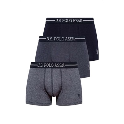U.S. Polo Assn. U.S. Polo Assn. Erkek 3’lü Boxer Set – Lacivert & Melanj - Lacivert - ILC2.80S30Q6-OLA