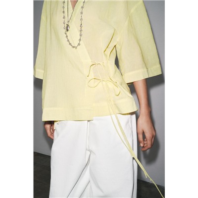 ZW COLLECTION STRIPED KIMONO WITH TIES