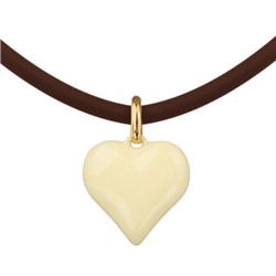 Колье-чокер Сердцебиение (2, 5см, эмаль сливочное масло, коричневый; золото) 52см, Есть комплект