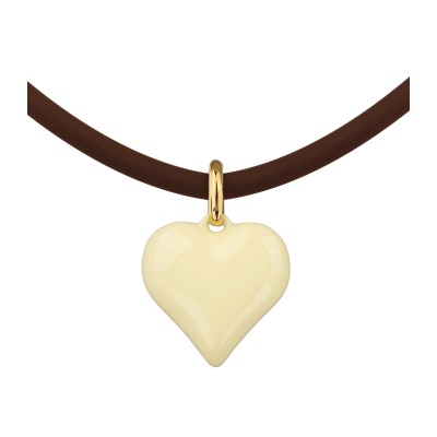 Колье-чокер Сердцебиение (2, 5см, эмаль сливочное масло, коричневый; золото) 52см, Есть комплект