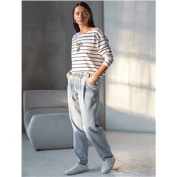 Лонгслив в полоску из премиального хлопка с эластаном