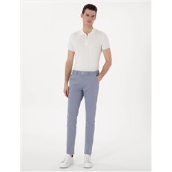 Açık Mavi Slim Fit Beli Lastikli Kanvas Pantolon