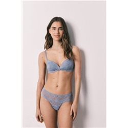 Sujetador triangular relleno encaje azul CHARMING