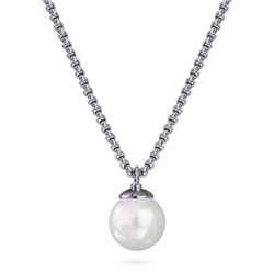 Кулон (Майорка 14мм белая; покрытие родий) 50-57см, Есть комплект