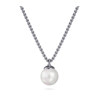 Кулон (Майорка 14мм белая; покрытие родий) 50-57см, Есть комплект