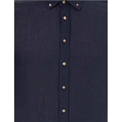 Lacivert Slim Fit Uzun Kollu Gömlek