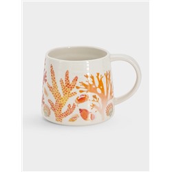 Кружка, 380 мл, фарфор P, белая/оранжевая, Морская жизнь, Ocean Life