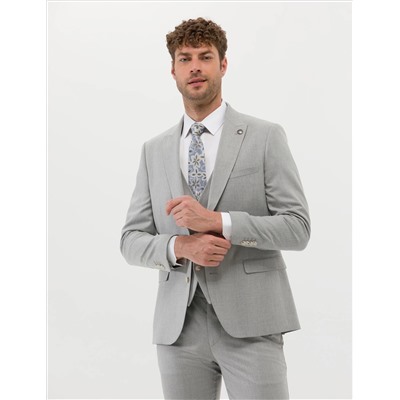 Gri Ekstra Slim Fit Yelekli Takım Elbise