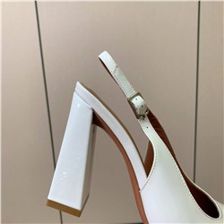 Слингбэки с квадратным носом на широком устойчивом каблуке (натуральная кожа)