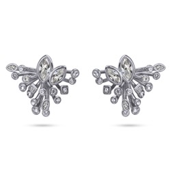 Серьги Эйва (кристаллы SW белые; покрытие родий), Есть комплект