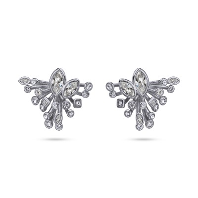 Серьги Эйва (кристаллы SW белые; покрытие родий), Есть комплект