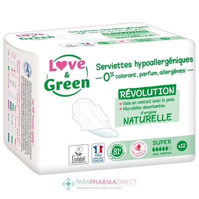 Love&Green Serviettes Ecologiques - Révolution - Super x12