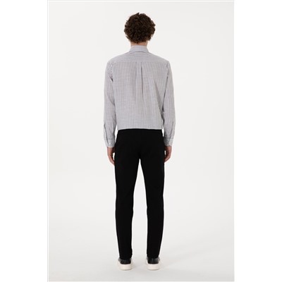 Erkek Siyah Slim Fit Kanvas Pantolon