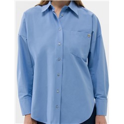 Açık Mavi Oversize Uzun Kollu Gömlek