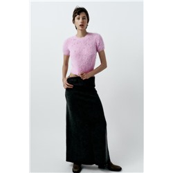 FAUX FUR SWEATER WITH RHINESTONES