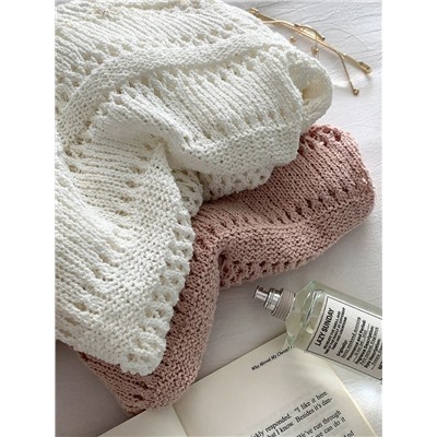 Милый женский вязаный ажурный пуловер с баской Н*М